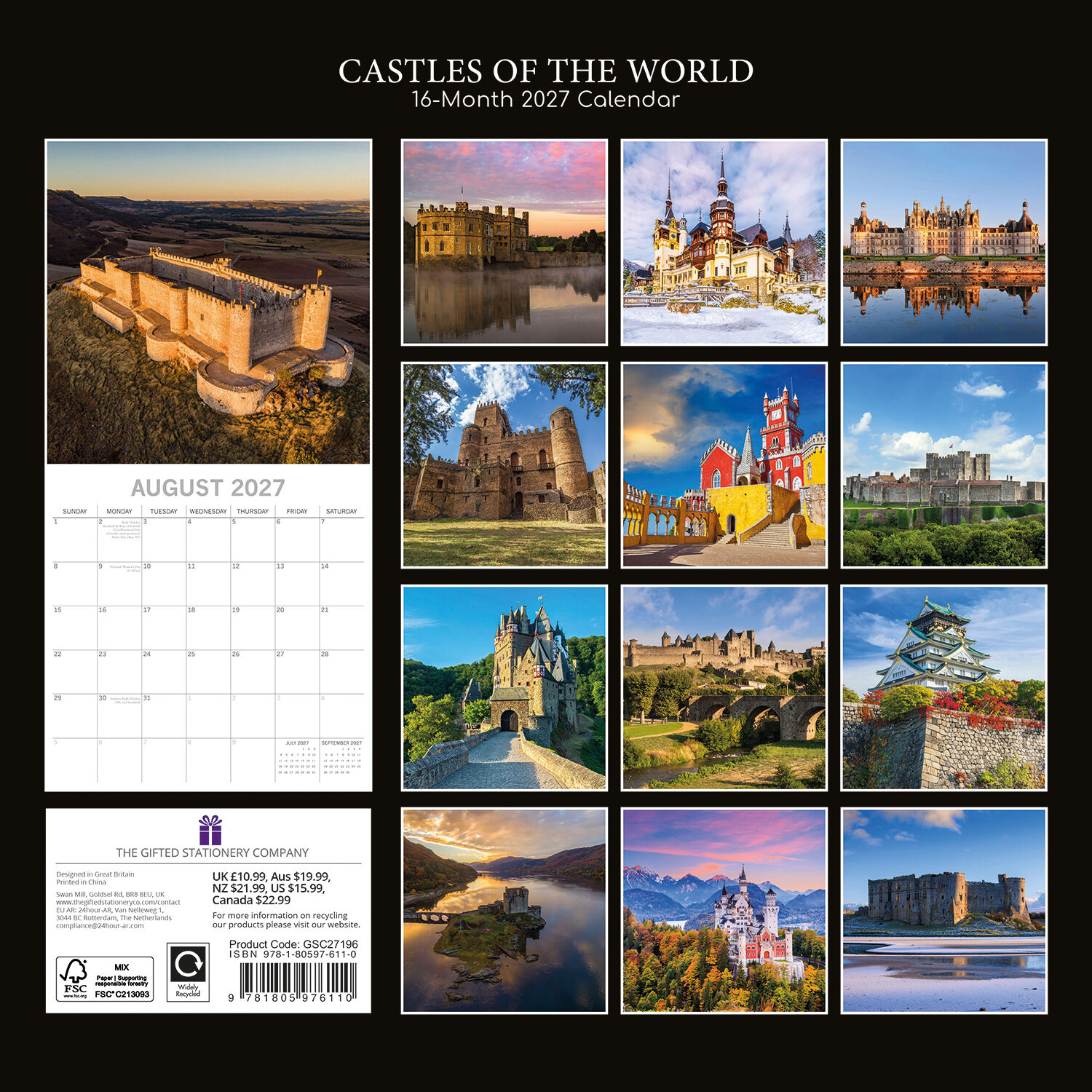 Castles of the world 2027 – koledar 30x30 - naslovnica knjige - Felix.si knjigarna Castles of the world 2027 – koledar 30x30 - Image 2