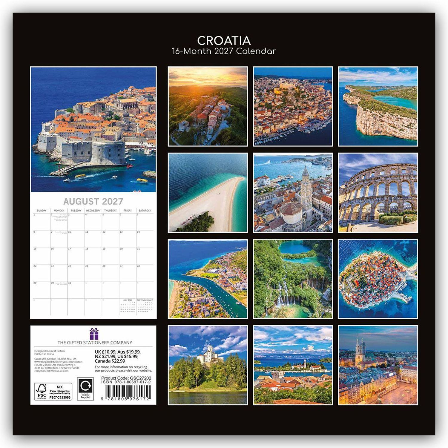 Croatia 2027 - koledar 30x30 - naslovnica knjige - Felix.si knjigarna Croatia 2027 - koledar 30x30 - Image 2