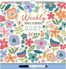 Floral weekly family planner 2027 – koledar 30x30