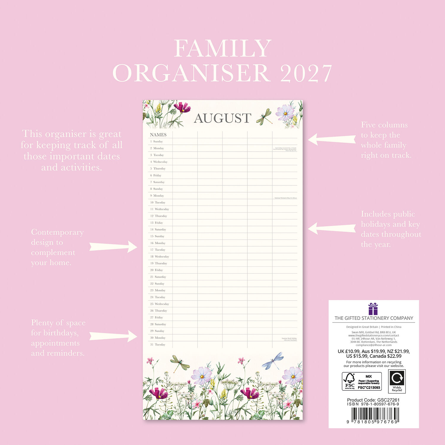 Family organiser wild harmony 2027 – koledar 30x30 - naslovnica knjige - Felix.si knjigarna Family organiser wild harmony 2027 – koledar 30x30 - Image 2