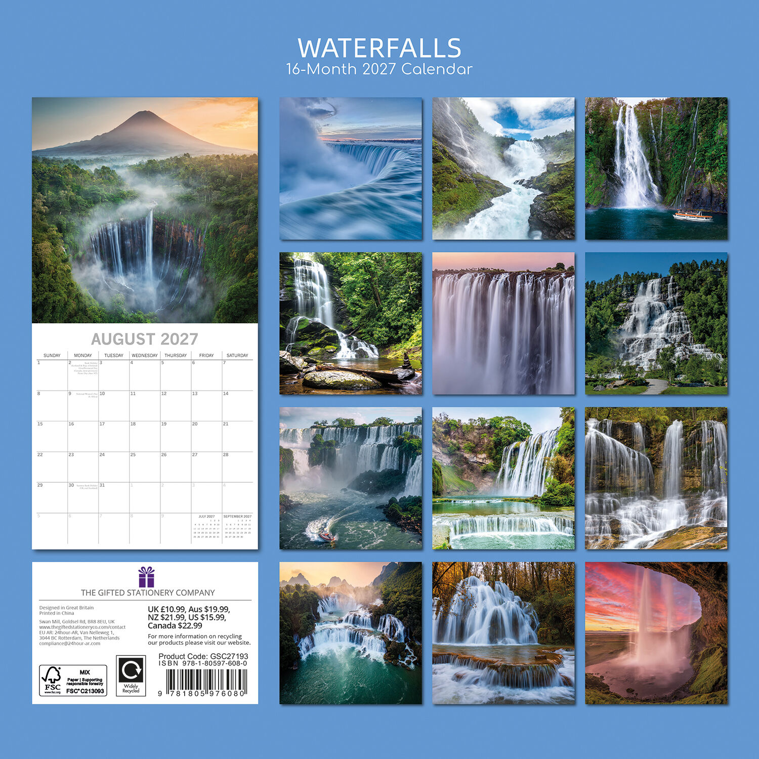 Waterfalls 2027 - koledar 30x30 - naslovnica knjige - Felix.si knjigarna Waterfalls 2027 - koledar 30x30 - Image 2